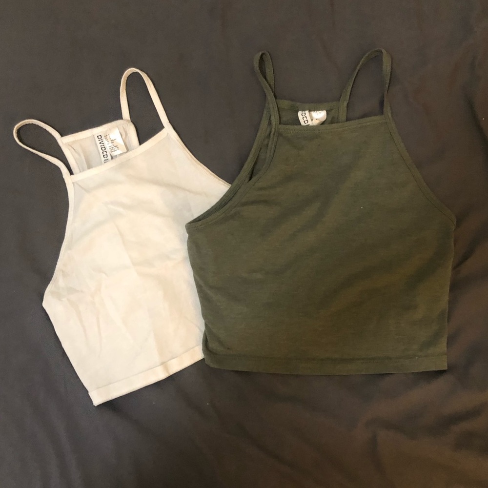 White & Green Crop Tops